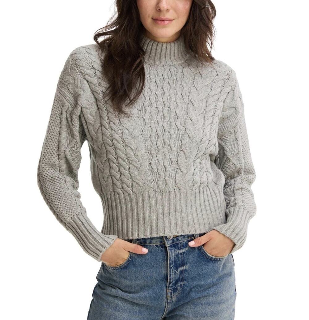 Anthropologie ALLISON New York Rylee Open Stitch Sweater Heather Crochet M NWT